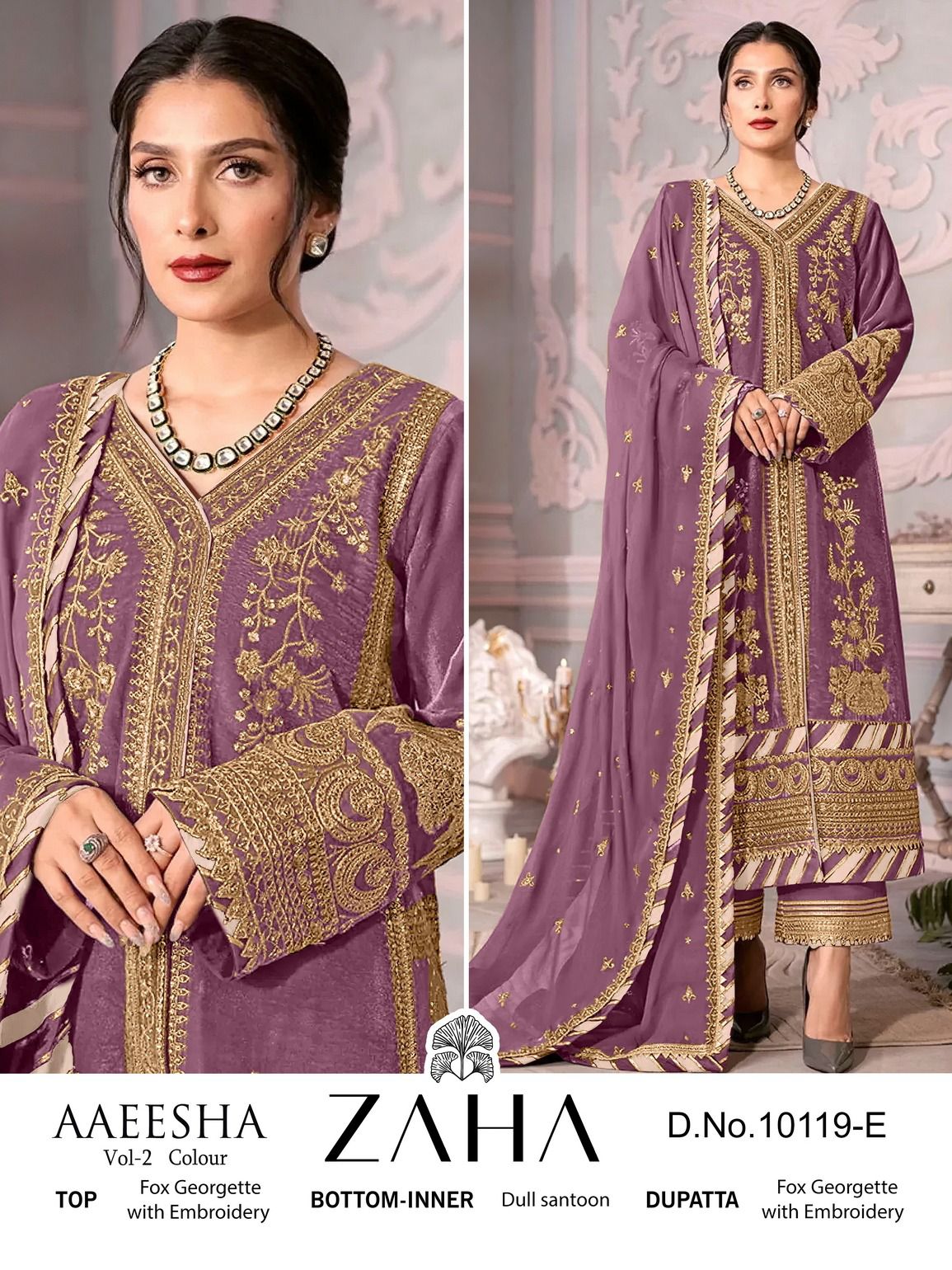 Zaha Aaeesha 10119 E To G Georgette Pakistani Salwar Suits Catalog
